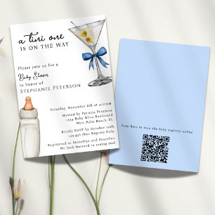 Eine Tini One Blue Martini Themen QR-Code-Baby-Par Einladung