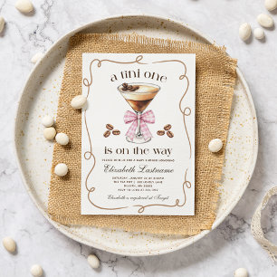 Eine Tini One Espresso Martini Rosa Schleife Baby  Einladung