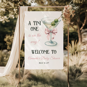 Eine Tini One Martini Rosa Schleife Baby Shower Be Poster