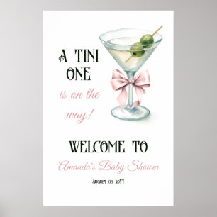 Eine Tini One Martini Rosa Schleife Baby Shower Be Poster