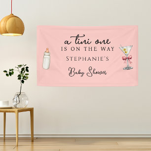 Eine Tini One One The Way Pink Martini Baby-Party Banner
