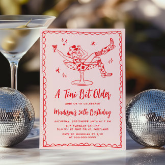 Eine Tini-Party mit etwas älterem Rosa und Rotem G Einladung