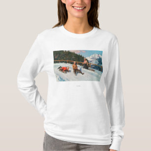 Eine toboggan-Sledding Szene T-Shirt