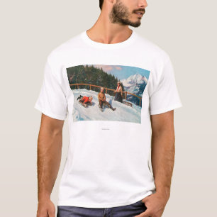 Eine toboggan-Sledding Szene T-Shirt