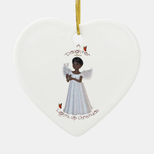 Eine Tochter leuchtet Weihnachten (Afroamerikaner) Keramikornament