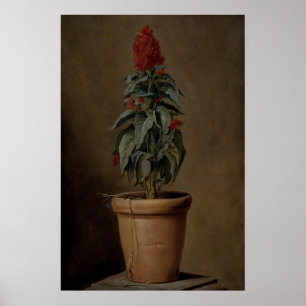 Eine Topfpflanze Blumen Stillleben, Dunkle Botanik Poster