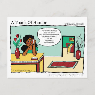 "Eine Touch des Spaßes" Schwedisches Massage-Comic Postkarte