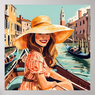 Eine touristische Frau in Venedig Print Poster