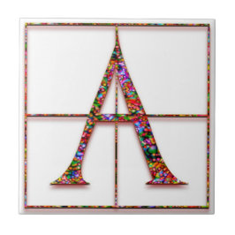 Eine Trajanus Red Custom Monogram Tile Fliese