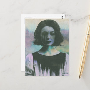 Eine traurige Frau Postkarte