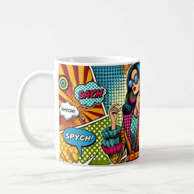 Eine trendige Illustration im Retro-Pop-Stil Kaffeetasse (Links)