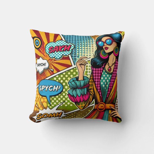Eine trendige Illustration im Retro-Pop-Stil Kissen (Vorderseite)