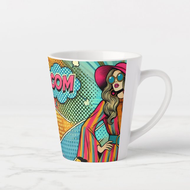Eine trendige Illustration im Retro-Pop-Stil Milchtasse (Rechts)