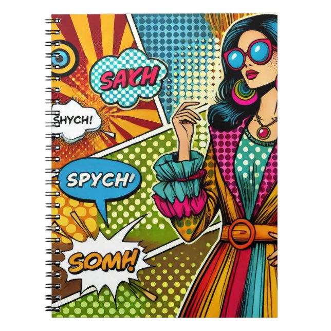 Eine trendige Illustration im Retro-Pop-Stil Notizblock (Vorderseite)