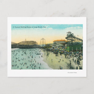 Eine typische Badekulisse am Strand Postkarte