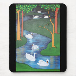 Eine Uhr des Schwimmens mit sieben Swans Mousepad