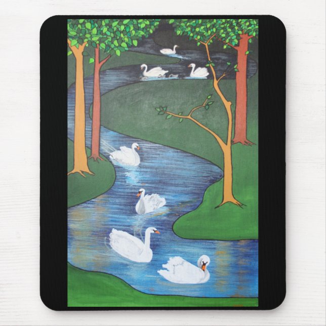 Eine Uhr des Schwimmens mit sieben Swans Mousepad (Vorne)
