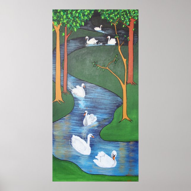 Eine Uhr des Schwimmens mit sieben Swans Poster (Vorne)