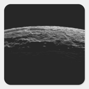 Eine unwirkliche Landschaft von Saturns Mond Quadratischer Aufkleber