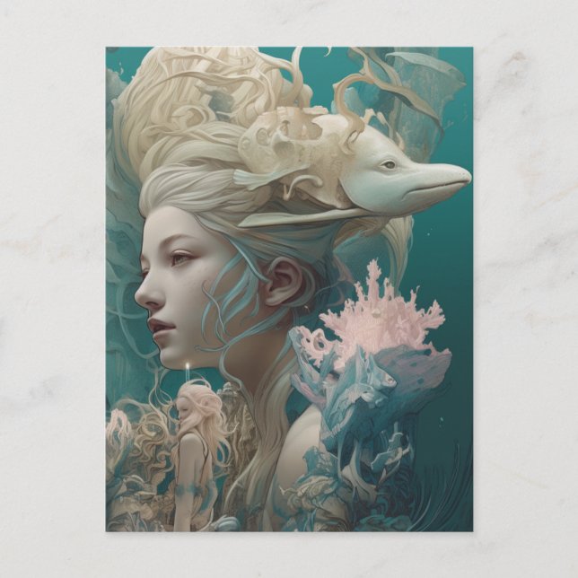 Eine uralte Meeresgöttin Postkarte (Vorderseite)