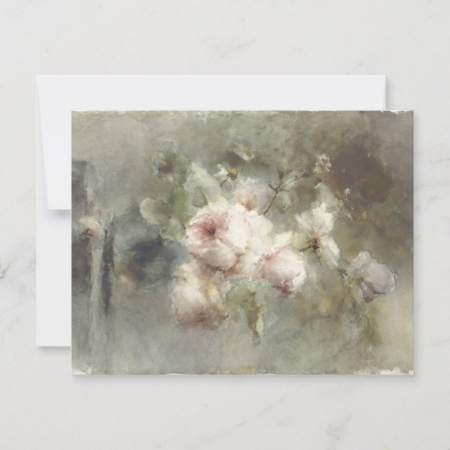 Eine Vase mit Rose von Margaretha Roosenboom (1853 Mitteilungskarte (Vorderseite)