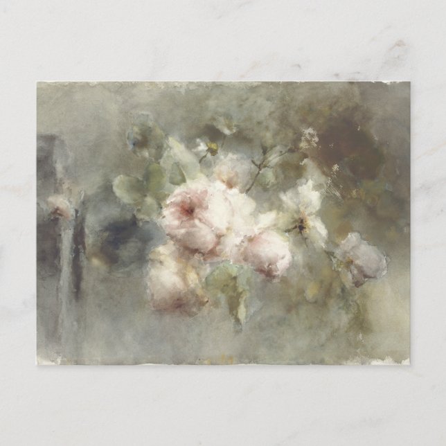 Eine Vase mit Rose von Margaretha Roosenboom (1853 Postkarte (Vorderseite)