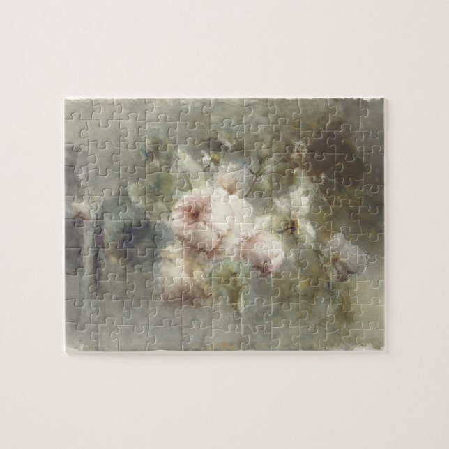 Eine Vase mit Rose von Margaretha Roosenboom (1853 Puzzle (Horizontal)