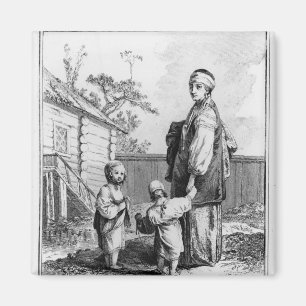 Eine Verheiratete jüdische Frau und ihre Kinder Magnet