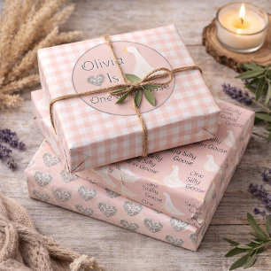 Eine verrückte Gans Pinkes Geburtstagsfest für Mäd Geschenkpapier Set