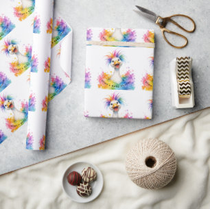 Eine verrückte Gans Regenbogen-Baby-Party Geschenkpapier