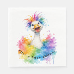 Eine verrückte Gans Regenbogen-Baby-Party Serviette