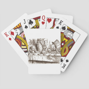 Eine verrückte Teeparty Tenniel Sepia Spielkarten