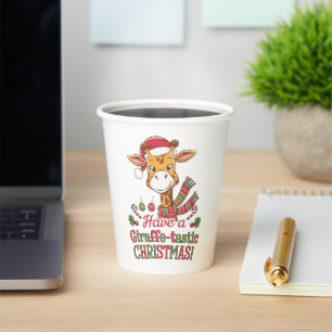 Eine verspielte Weihnachtsgiraffe Pappbecher