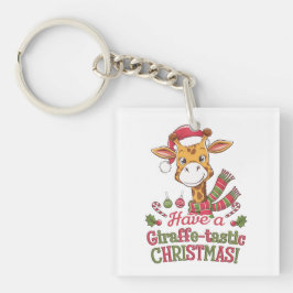 Eine verspielte Weihnachtsgiraffe Schlüsselanhänger