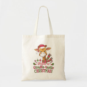 Eine verspielte Weihnachtsgiraffe Tragetasche