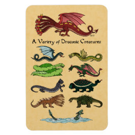 Eine Vielfalt drakonischer Kreaturen Magnet