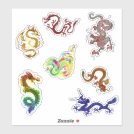 Eine Vielfalt von sieben Drachen Aufkleber