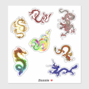 Eine Vielfalt von sieben Drachen Aufkleber