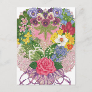 Eine Viktorianische Nosegay Valentine Postkarte