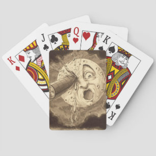 Eine Vintag Zeichnend Mondreise Spielkarten