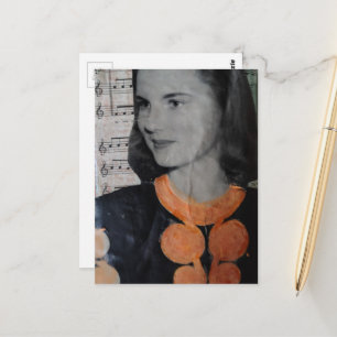 Eine Vintage-Collage-Postkarte einer schönen Frau Postkarte
