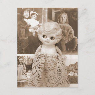Eine Vintage-Puppen-Affäre Postkarte