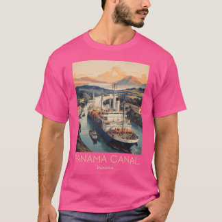 Eine Vintage-Reise-Illustration des Panamakanals T-Shirt