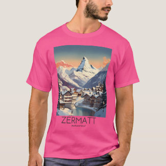 Eine Vintage-Reise-Illustration von Zermatt - Swit T-Shirt