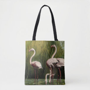 Eine Vintage-Rosa-Flamingo-Schultertasche