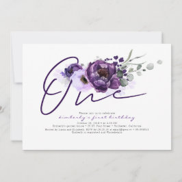 Eine violette Blüte 1. Geburtstagsfeier Party Einl Einladung