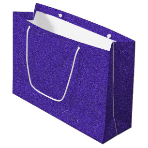 Eine violette glitzernde Einkaufstasche mit weißen Große Geschenktüte
