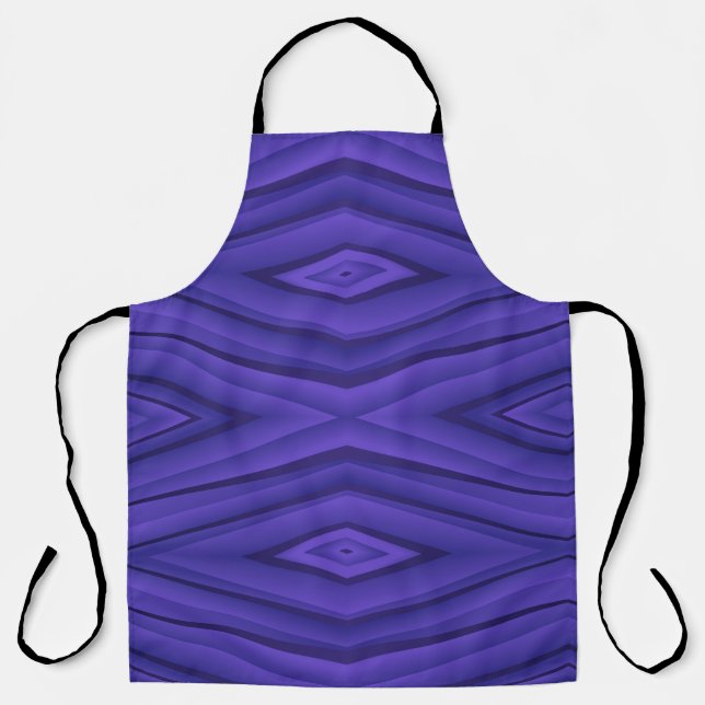 Eine violette Schürze mit geometrischem Raute-Must (Vorderseite)