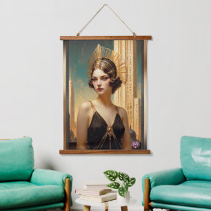 Eine Vision von Art Deco-Eleganz AI-Kunst von Xzen Wandteppich Mit Holzrahmen