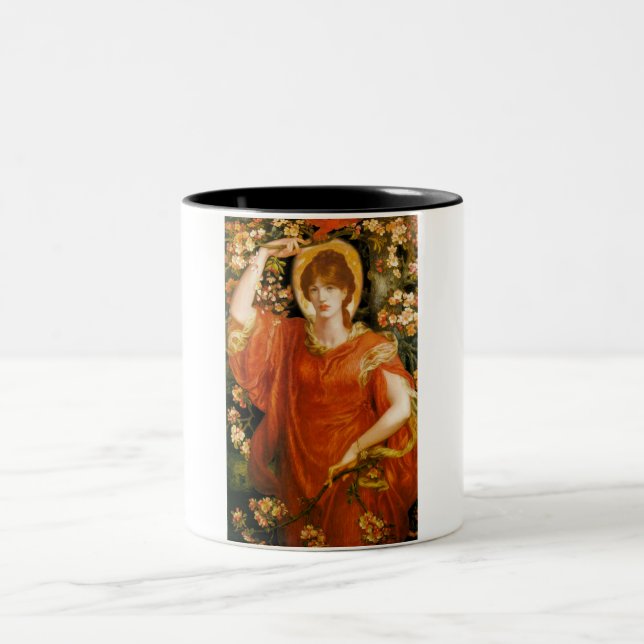 Eine Vision von Fiametta (Rothaarfrau) (Rosetti) Zweifarbige Tasse (Mittel)